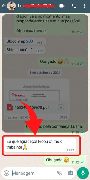 Elogio de cliente