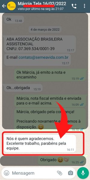 Elogio de cliente