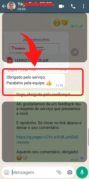 Elogio de cliente